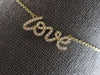 ESTATE .16CT DIAMOND 14KT YELLOW GOLD 3D CLASSIC ROUND LOVE SCRIPT FUN NECKLACE