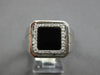 ESTATE .17CT DIAMOND & AAA ONYX 14KT WHITE GOLD 3D CLASSIC SQUARE HALO MENS RING