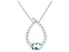 .75CT DIAMOND & AAA AQUAMARINE 14K WHITE GOLD 3D OVAL & ROUND GRADUATING PENDANT