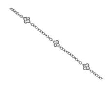 ESTATE .12CT DIAMOND 14K WHITE GOLD 3D FLOWER BY THE YARD FILIGREE LOVE BRACELET
