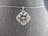 ESTATE .13CT DIAMOND 14KT WHITE GOLD DANCING FILIGREE FLORAL SQUARE FUN NECKLACE