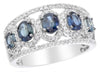 WIDE 2.24CT DIAMOND & AAA SAPPHIRE 14K WHITE GOLD OVAL & ROUND MULTI FLOWER RING