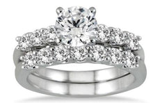 1.88CT DIAMOND 14KT WHITE GOLD CLASSIC ROUND 7 STONE WEDDING ENGAGEMENT RING SET