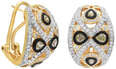 2.17CT WHITE & FANCY YELLOW DIAMOND 18K YELLOW GOLD 3D UMBRELLA CLIP ON EARRINGS