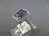 1.12CT DIAMOND & AAA AMETHYST 14KT WHITE GOLD EMERALD CUT & ROUND HALO LOVE RING