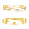 .85CT DIAMOND 14KT YELLOW GOLD ROUND MULTI ROW CRISS CROSS CUFF BANGLE BRACELET