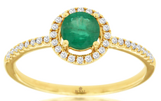 .59CT DIAMOND & AAA EMERALD 14KT YELLOW GOLD 3D ROUND HALO FRIENDSHIP LOVE RING