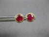 ESTATE .79CT DIAMOND & AAA RUBY 14K YELLOW GOLD ROUND HALO MARTINI STUD EARRINGS
