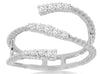 ESTATE .36CT DIAMOND 14KT WHITE GOLD 3D 3 ROW CRISS CROSS BEADED SNAKE FUN RING