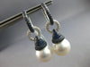 ESTATE LARGE 1.57CT DIAMOND & AAA SAPPHIRE & SOUTH SEA PEARL 18K WHITE GOLD 3D EARRINGS