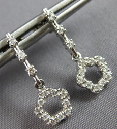 .23CT DIAMOND 18KT WHITE GOLD OPEN FLOWER PAST PRESENT FUTURE HANGING EARRINGS