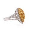 LARGE 4.21CT WHITE & FANCY YELLOW DIAMOND 18KT 2 TONE GOLD 3D ANNIVERSARY RING
