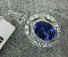 ESTATE LARGE 2.41CT DIAMOND & AAA TANZANITE 18K WHITE GOLD OVAL FLOATING PENDANT