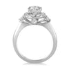 ESTATE 1.38CT DIAMOND 14K WHITE GOLD CLASSIC ROUND HALO 3 STONE ENGAGEMENT RING