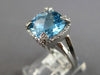 4.66CT DIAMOND & AAA BLUE TOPAZ 14KT WHITE GOLD CUSHION & ROUND ENGAGEMENT RING