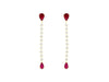 LONG 2.10CT DIAMOND & AAA RUBY 14KT YELLOW GOLD 3D PEAR SHAPE HANGING EARRINGS