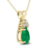 .73CT DIAMOND & AAA EMERALD 14KT YELLOW GOLD PEAR SHAPE & ROUND FLOATING PENDANT