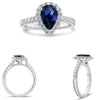 1.94CT DIAMOND & AAA SAPPHIRE 14KT WHITE GOLD PEAR SHAPE & ROUND ENGAGEMENT RING