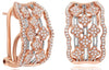 WIDE .65CT DIAMOND 14K WHITE & ROSE GOLD MULTI FLOWER MULTI ROW CLIP ON EARRINGS