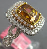 LARGE GIA 4.12CT WHITE PINK & MOCHA DIAMOND 18KT 2 TONE GOLD 3D ENGAGEMENT RING