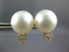 ESTATE LARGE .27CT DIAMOND & AAA SOUTH SEA PEARL 18KT YELLOW GOLD STUD EARRINGS