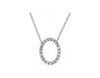 ESTATE .15CT DIAMOND 14KT WHITE GOLD 3D OPEN OVAL LOVE NECKLACE