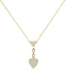 ESTATE .53CT DIAMOND YELLOW 14KT YELLOW GOLD DOUBLE HEART LOVE KNOT FUN NECKLACE