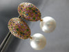 ESTATE LARGE 2.50CT AAA MULTI COLOR SAPPHIRE & SOUTH SEA PEARL 18KT ROSE GOLD EARRINGS