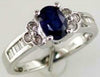 ESTATE 1.35CT DIAMOND & AAA SAPPHIRE 14KT WHITE GOLD 3D CLASSIC ENGAGEMENT RING