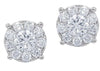 ESTATE .35CT DIAMOND 14KT WHITE GOLD CLASSIC SOLITAIRE HALO FLORAL STUD EARRINGS