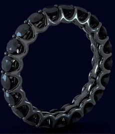 3.80CT BLACK DIAMOND 14KT BLACK GOLD 3D ROUND ETERNITY WEDDING ANNIVERSARY RING