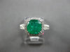 1.66CT DIAMOND & AAA EMERALD 18KT WHITE GOLD 3D CUSHION & ROUND ENGAGEMENT RING