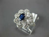 ESTATE 1.35CT DIAMOND & AAA SAPPHIRE 14K WHITE GOLD OVAL & ROUND FLOWER FUN RING