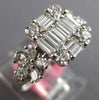 1.35CT DIAMOND 18K WHITE GOLD ROUND BAGUETTE & PEAR SHAPE DOUBLE FLOWER FUN RING