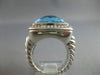 LARGE 15.50CT DIAMOND & AAA BLUE TOPAZ 925 SILVER DAVID YURMAN FUN RING #27731