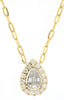 .50CT DIAMOND 14KT YELLOW GOLD 3D ROUND & BAGUETTE CLUSTER TEAR DROP NECKLACE