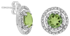 2.73CT DIAMOND & AAA GREEN AMETHYST 14K WHITE GOLD ROUND SOLITAIRE STUD EARRINGS