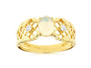 .60CT DIAMOND & AAA OPAL 14KT YELLOW GOLD OVAL & ROUND 3 STONE FILIGREE FUN RING