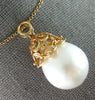 LARGE .10CT DIAMOND & AAA SOUTH SEA PEARL 18KT ROSE GOLD OPEN FILIGREE PENDANT