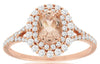1.16CT DIAMOND & AAA MORGANITE 14KT ROSE GOLD OVAL & ROUND DOUBLE HALO FUN RING