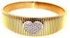 ESTATE LARGE .63CT DIAMOND 18KT 2 TONE GOLD 3D HEART SNAKE CUFF BANGLE BRACELET