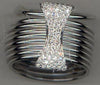 ESTATE WIDE .50CT DIAMOND 14KT WHITE GOLD MULTI ROW BOW SHAPE FLEXIBLE FUN RING