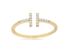 ESTATE .10CT DIAMOND 14KT YELLOW GOLD 3D DOUBLE BAR FUN RING