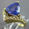 LARGE 3.30CT DIAMOND & AAA TANZANITE 18KT YELLOW GOLD TRILLION CROWN RING #27547