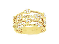 .52CT DIAMOND 14KT YELLOW GOLD 3D ROUND CLUSTER MULTI ROW ROPE ANNIVERSARY RING