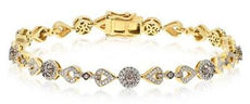1.66CT DIAMOND 14K YELLOW GOLD CLUSTER 3D MULTI FLOWER LOVE KNOT TENNIS BRACELET