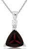 2.6CT DIAMOND & AAA GARNET 14KT WHITE GOLD 3D TRILLION & ROUND FLOATING PENDANT