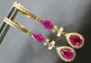 2.22CT DIAMOND & AAA RUBY 18K YELLOW GOLD 3D PEAR SHAPE & ROUND HANGING EARRINGS