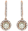 1.22CT WHITE & FANCY YELLOW DIAMOND 14KT ROSE GOLD 3D SOLITAIRE HANGING EARRINGS