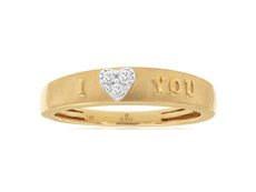 ESTATE .05CT DIAMOND 14KT YELLOW GOLD 3D CLASSIC ROUND I LOVE YOU RING